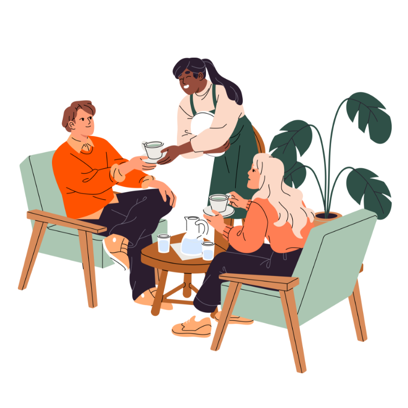 Illustration de professionnels en discussion dans un cadre convivial